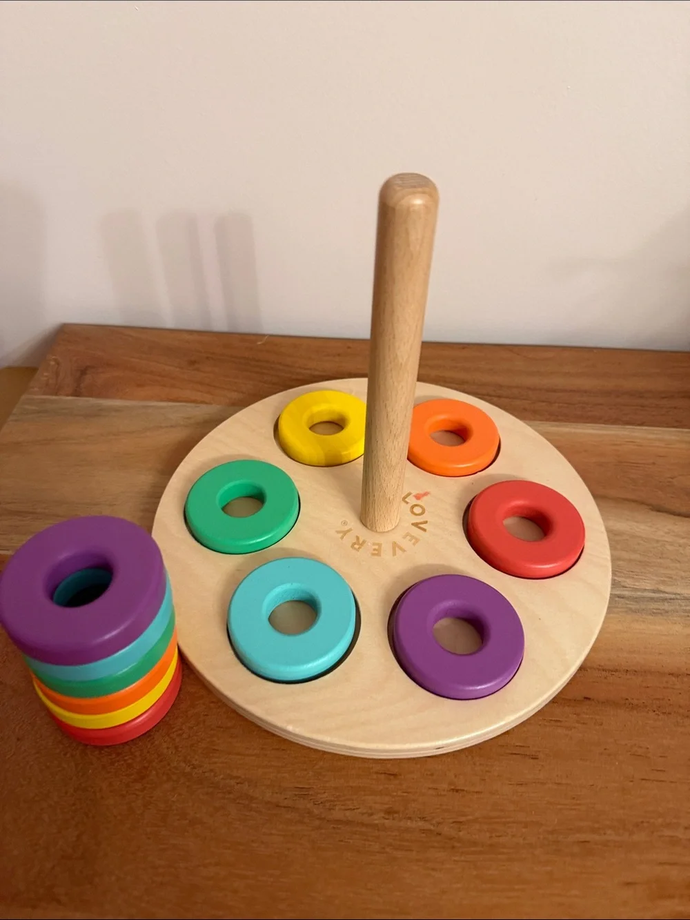 Lovevery flexible wooden stacker complete with 12 rings from babbler kit